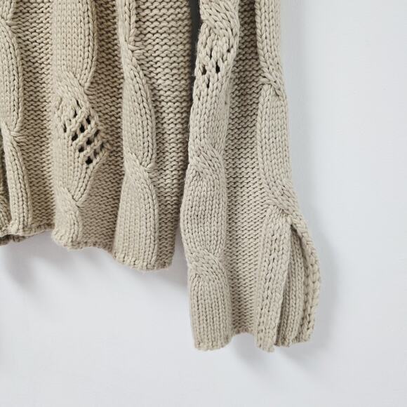 Zara Sweater Pullover Small Womens Chinky Open Knit Split Cuff Cable Knit Boho - Picture 2 of 11